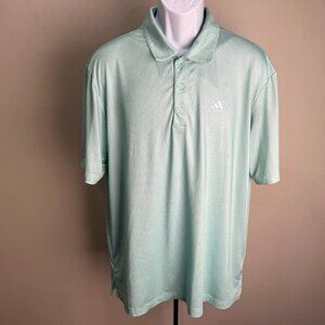 Adidas Golf Men’s Green Dot Print Polo Shirt Large ⛳ EUC 👕